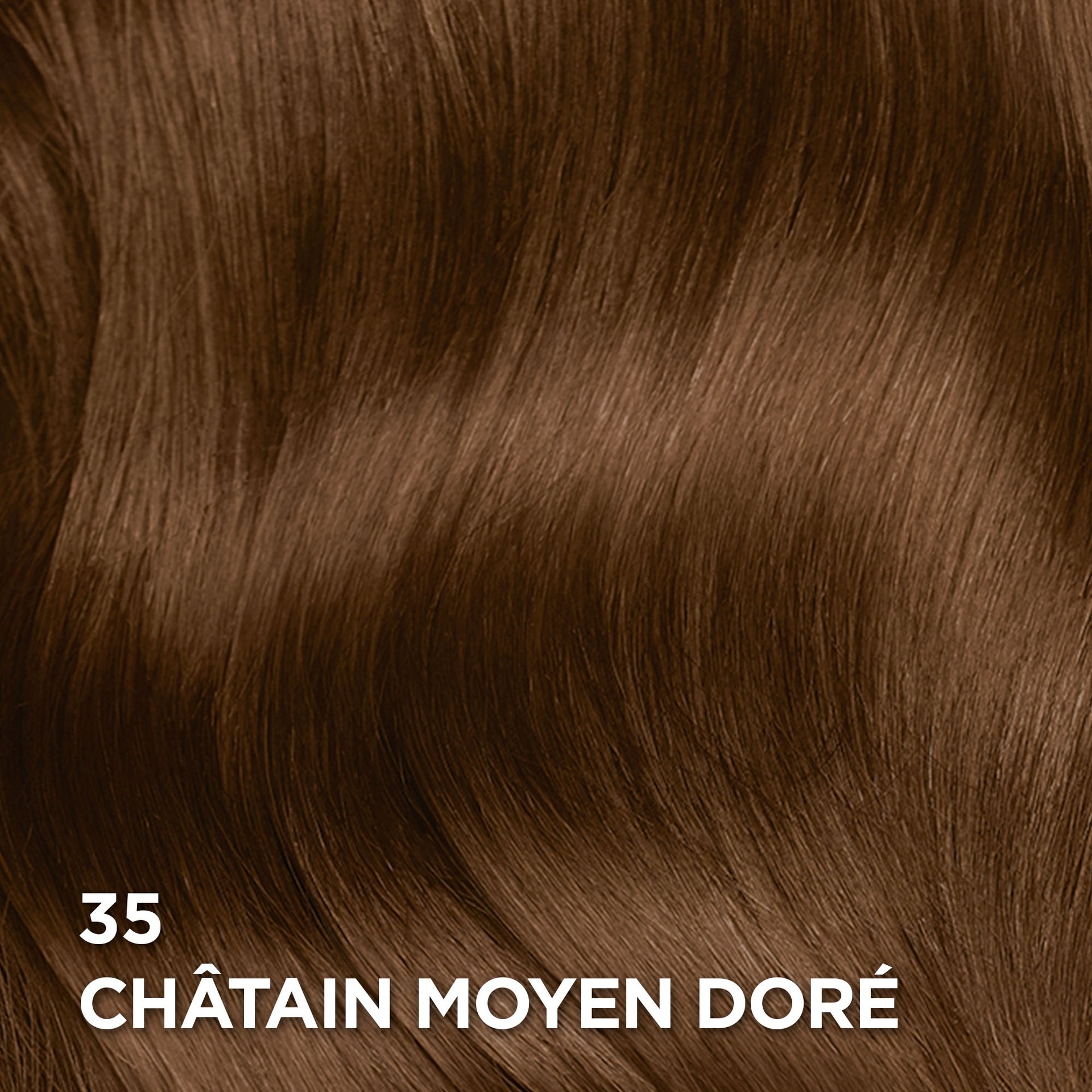 Rendu sur cheveux de la coloration Superior Preference 35 Châtain Moyen Doré