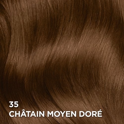 Rendu sur cheveux de la coloration Superior Preference 35 Châtain Moyen Doré