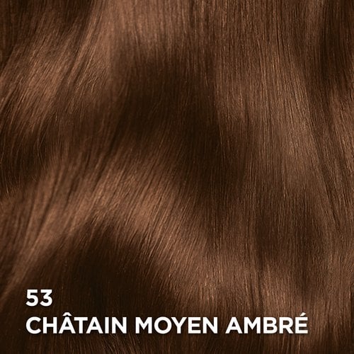 Rendu sur cheveux de la coloration Superior Preference 53 Châtain Moyen Ambré