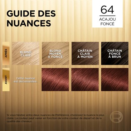 Avant et après la coloration Superior Preference 64 Acajou Foncé