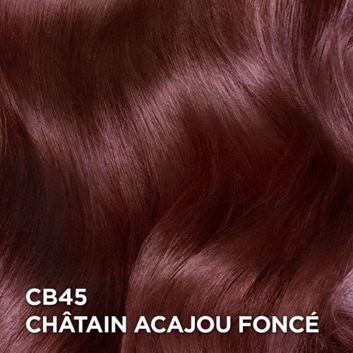 Rendu sur cheveux de la coloration Superior Preference CB 45 Châtain Acajou Foncé