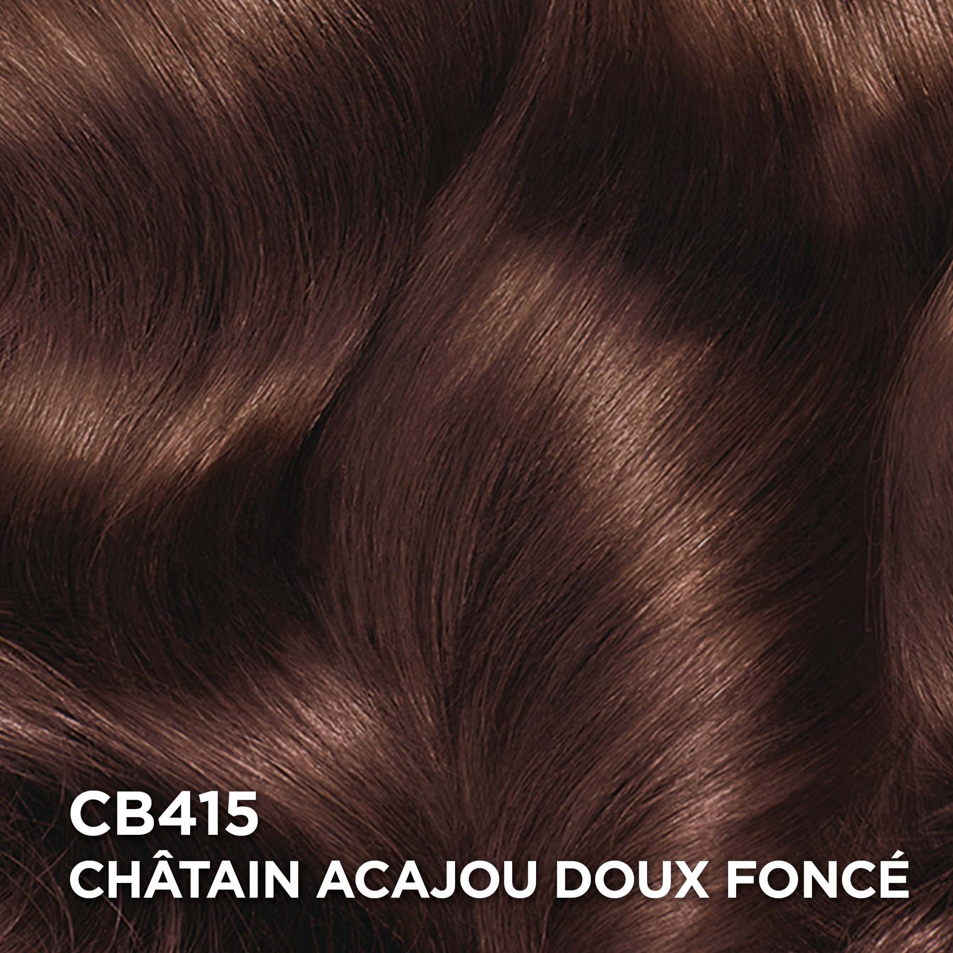 Rendu sur cheveux de la coloration Superior Preference CB415 Châtain Acajou Doux Foncé