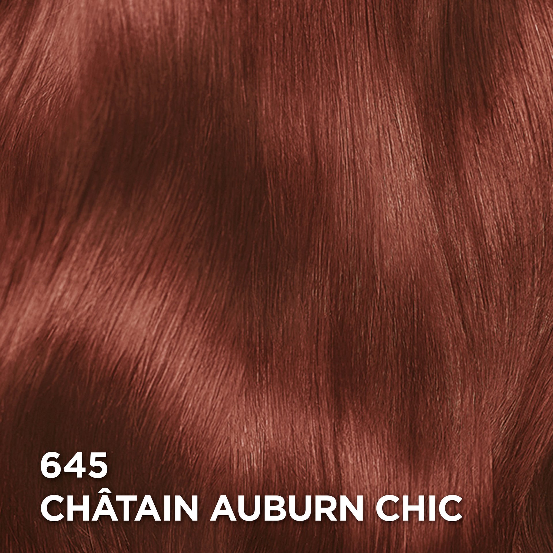 Rendu sur cheveux de la coloration Superior Preference 645 Châtain Auburn Chic