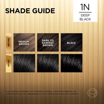 Hair before and after using Superior Preference 1N Deep Black