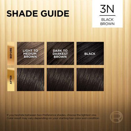 Hair before and after using Superior Preference 3N Black Brown