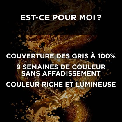 "Est-ce que c'est fait pour vous ? Couverture des gris à 100%, 9 semaines de couleurs sans affadissement, couleur riche et lumineuse"
