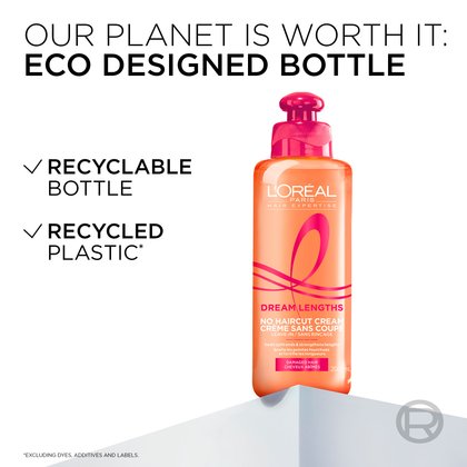 The no hair cut cream is made from a recycled bottle.
