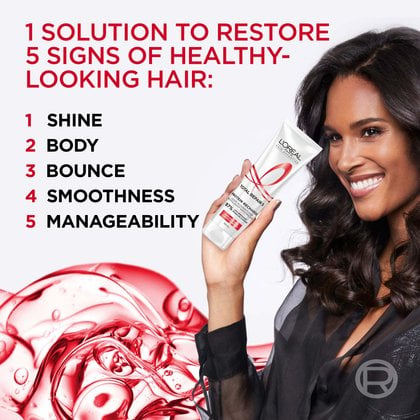 A woman with leave-in conditioner and healthy-looking hair