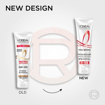 New and old protein conditioner refill packaging