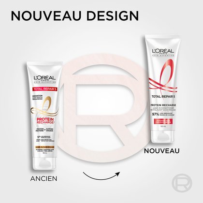Nouveau et ancien packaging du revitalisant protein recharge