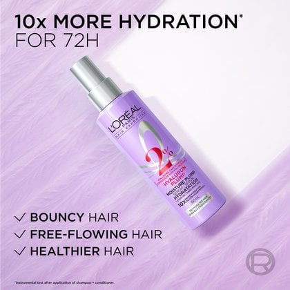 10X more hydration for bouncy, light, healthy hair with hyaluron plump hair serum