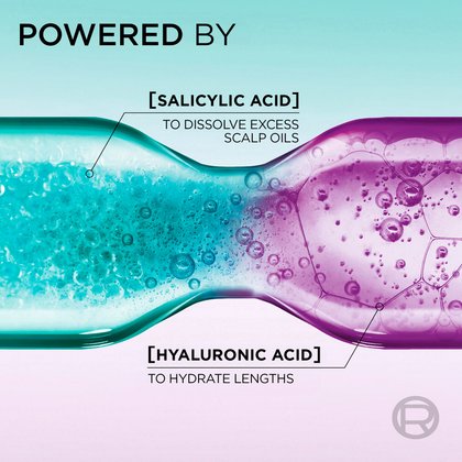 salycilic acid molecule to dissolve excess sebum and hyaluronic acid to moisturize lengths