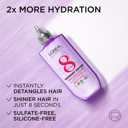 10X more hydration for bouncy, light, healthy hair with hyaluron plump wonder water