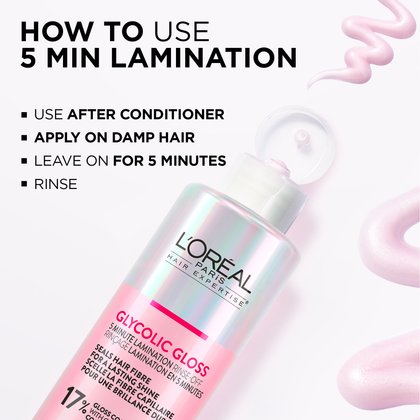 L'Oréal Paris Hair Expertise Glycolic Gloss Shine 5 Minute Lamination Treatement, Full Glycolic Gloss Routine