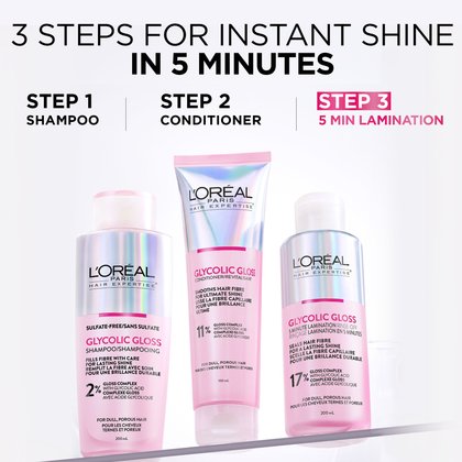 L'Oréal Paris Hair Expertise Glycolic Gloss Shine Trio Set, Full Glycolic Gloss Routine