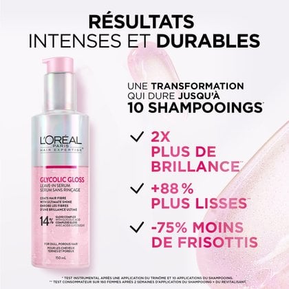 L'Oréal Paris Hair Expertise Sérum sans rinçage brillance Glycolic Gloss, résultas principaux