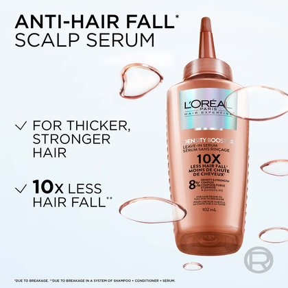 density booster anti-hair loss serum provides thicker, fuller hair for 10 times less hair loss