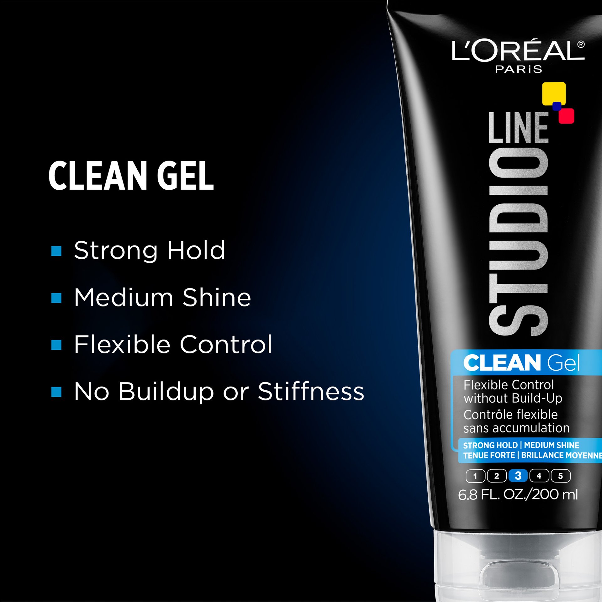 L'Oréal Paris Studio Line CLEAN Hair Gel, Super Strong Hold, benefits