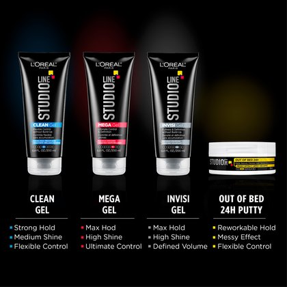 L'Oréal Paris Studio Line INVISI Hair Gel, Super Strong Hold, complete range highlights