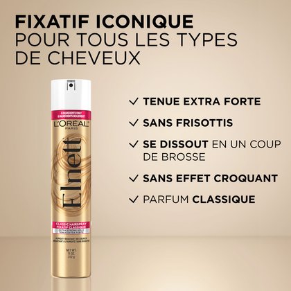 Une laque Elnett qui permet de fixer les cheveux de tous les types