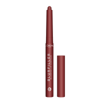 A single L'Oréal Blurfiller Blurring Lip Contour pencil in a deep red or burgundy shade, shown against a black background. The pencil features the L'Oréal logo and product name, with its retractable tip extended and a matching cap beside it.