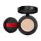 An open L'Oréal cushion foundation compact, black with a red L'Oréal Paris logo on the puff, revealing a light beige foundation in the cushion