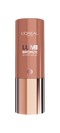 A L'Oréal Paris Lumi Bronze Le Stick Soleil bronzing stick. The packaging is a shimmering rose-gold metallic tube with the brand 'L'Oréal Paris' at the top, and 'LUMI BRONZE LE STICK SOLEIL' written in white and bronze lettering below it. The bottom half of the stick has a more reflective, smooth metallic finish.