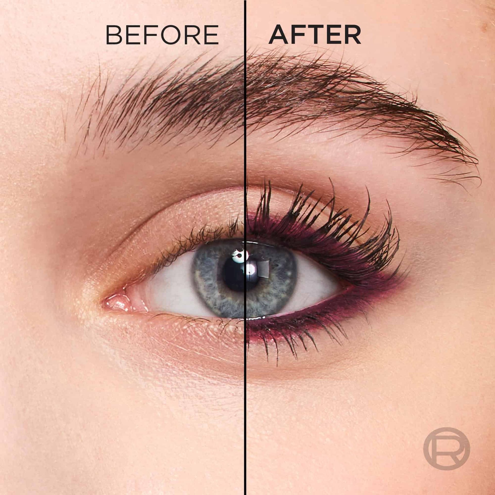 A split-screen eye comparison showing the "Before" (natural eye) and "After" (defined with burgundy Haute Couleur Kohl Eyeliner) for a sophisticated, intensified look.