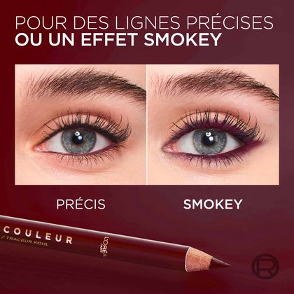 Panneaux montrant les effets « Précis » (ligne prune nette) et « Charbonneux » (bourgogne estompé).