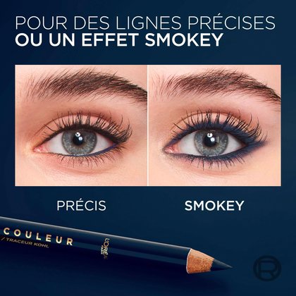 Panneaux montrant les effets « Précis » (bleu net) et « Charbonneux » (bleu estompé).