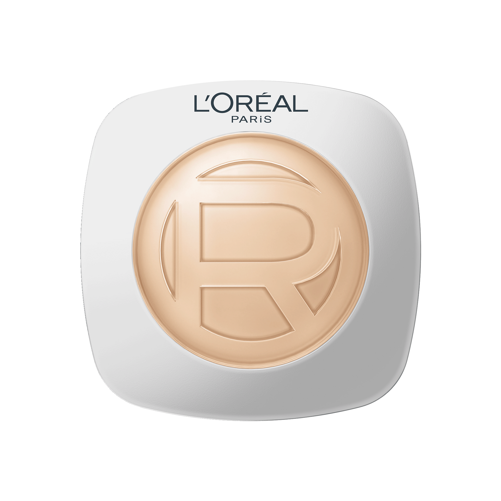 Un échantillon lisse et horizontal étalé de fond de teint Hyaluron Tinted Balm de L'Oréal Paris sur un fond blanc uni. La formule présente une texture baume-sérum riche, crémeuse et hydratante dans une teinte ivoire nue très claire et lumineuse.
