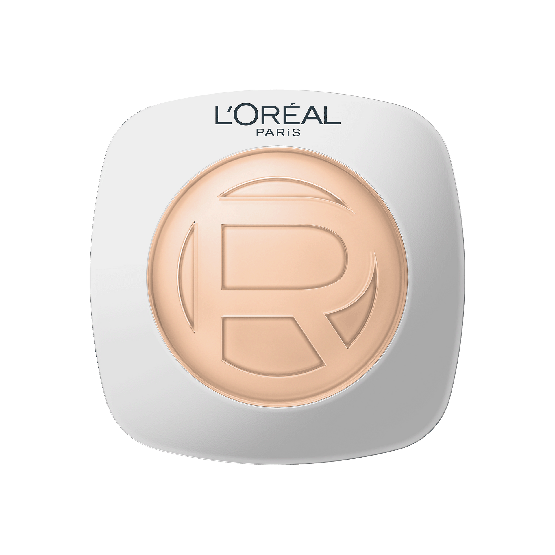 A smooth, horizontal smear swatch of L'Oréal Paris Hyaluron Tinted Balm foundation on a plain white background. The formula has a rich, creamy, and hydrating serum-balm texture in a luminous, light neutral-beige skin tone shade.