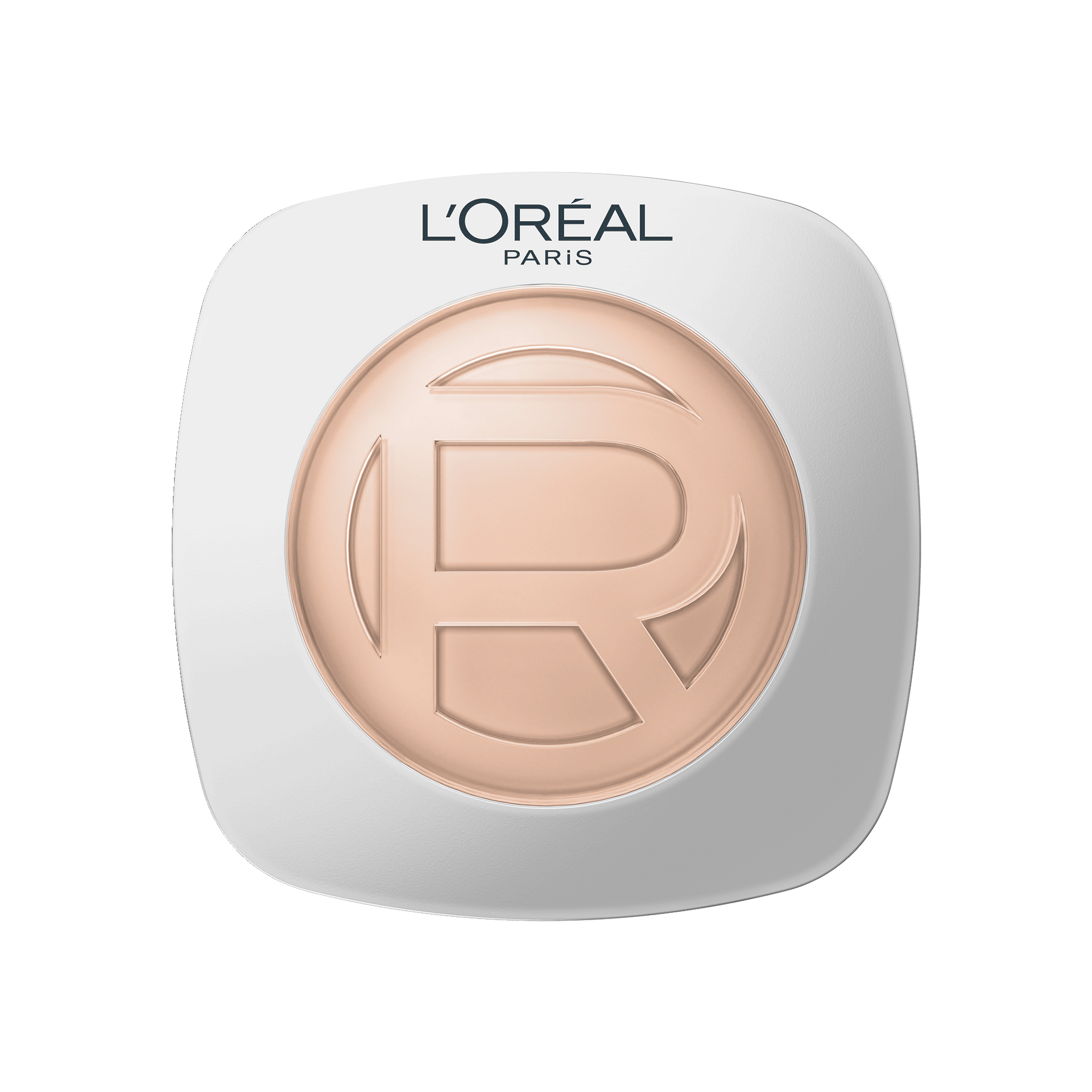 Un échantillon lisse et horizontal étalé de fond de teint Hyaluron Tinted Balm de L'Oréal Paris sur un fond blanc uni. La formule présente une texture baume-sérum riche, crémeuse et hydratante dans une teinte beige rosé claire et lumineuse.