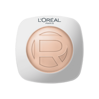A smooth, horizontal smear swatch of L'Oréal Paris Hyaluron Tinted Balm foundation on a plain white background. The formula has a rich, creamy, and hydrating serum-balm texture in a luminous, light rosy-beige skin tone shade.