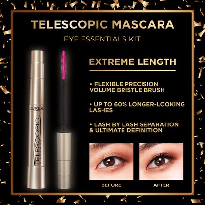 Product Information on Telescopic Mascara included in Eye Essentials Makeup Holiday Gift Set