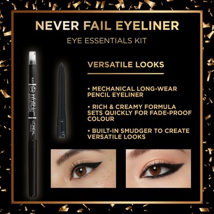Product Information on Never Fail Eyeliner included in Eye Essentials Makeup Holiday Gift Set