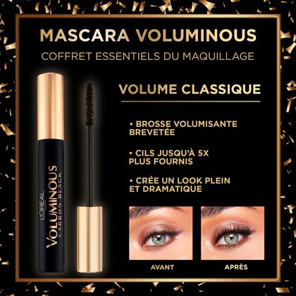Information de Produit sur le Mascara Voluminous inclut dans le Coffret Cadeau Essentiels de Maquillage
