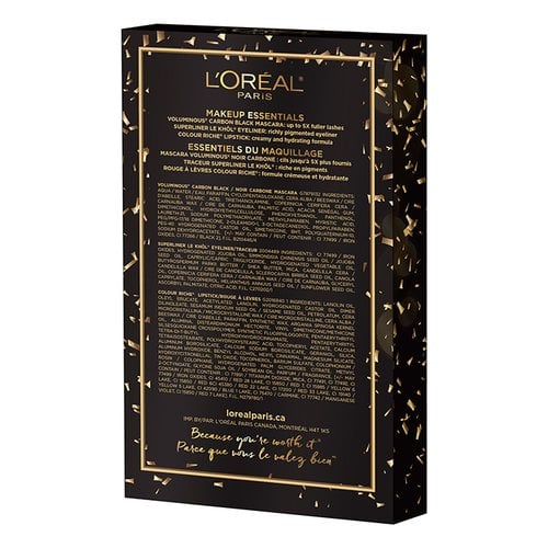 L'Oréal Paris Makeup Essentials Holiday Gift Set Back Image of Packaging