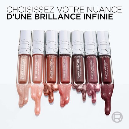 Présentation alignée de plusieurs flacons d'huile à lèvres, invitant l'utilisateur à « Choisir sa teinte Infinite Lights ».