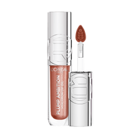 Photo de produit professionnelle de l'huile à lèvres Plump Ambition dans la teinte « 119 Peach Lights », présentée à la verticale.