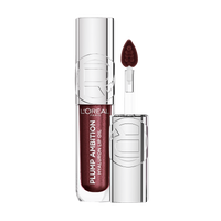 Photo de produit professionnelle de l'huile à lèvres Plump Ambition dans la teinte « 124 Ruby Lights », présentée à la verticale.