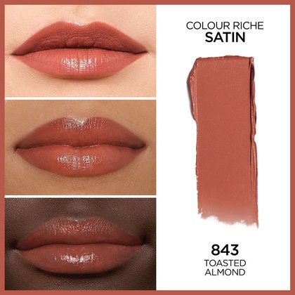Loreal Cosmetics Lip Colour Riche Satin Lipstick 843 ToastedAlmond 071249045664 AV77